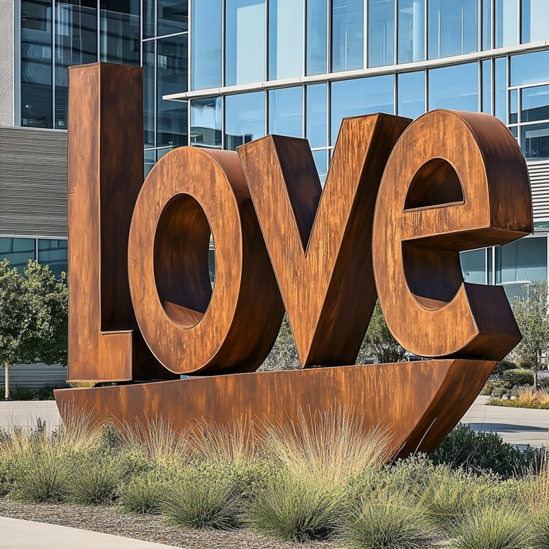 Corten Steel LOVE Sculpture 