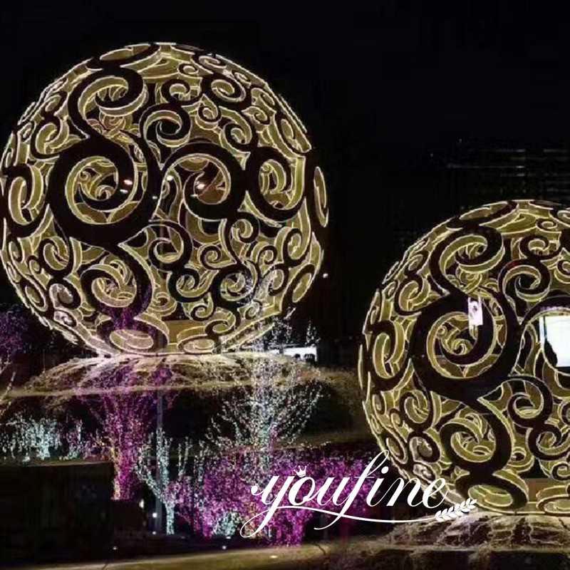 Outdoor Metal Hollow Ball Lighting Sculpture for Sale