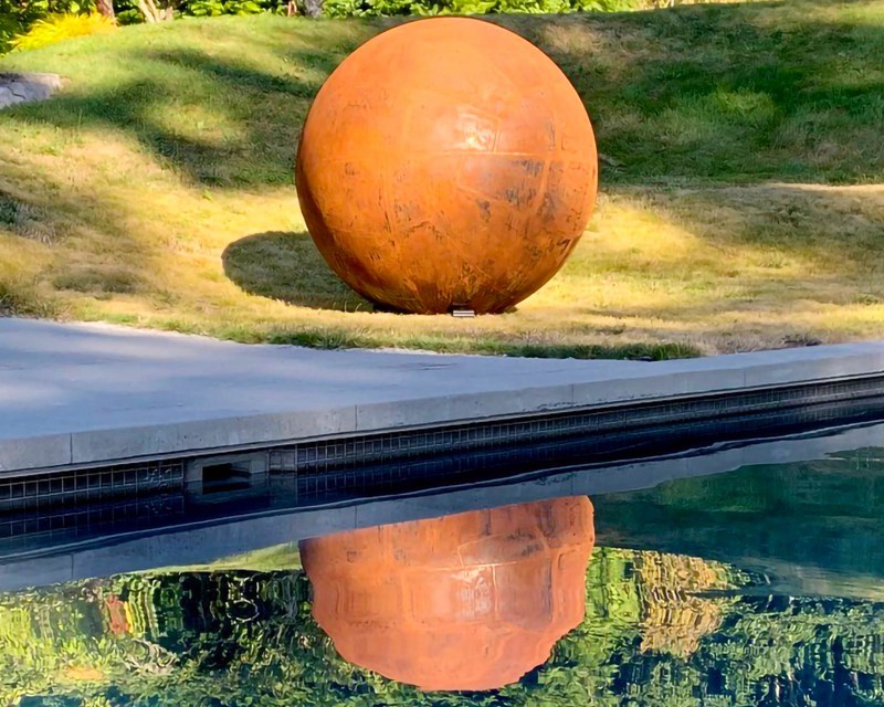 Outdoor Metal Landscape Decor Corten Steel Ball Sculpture