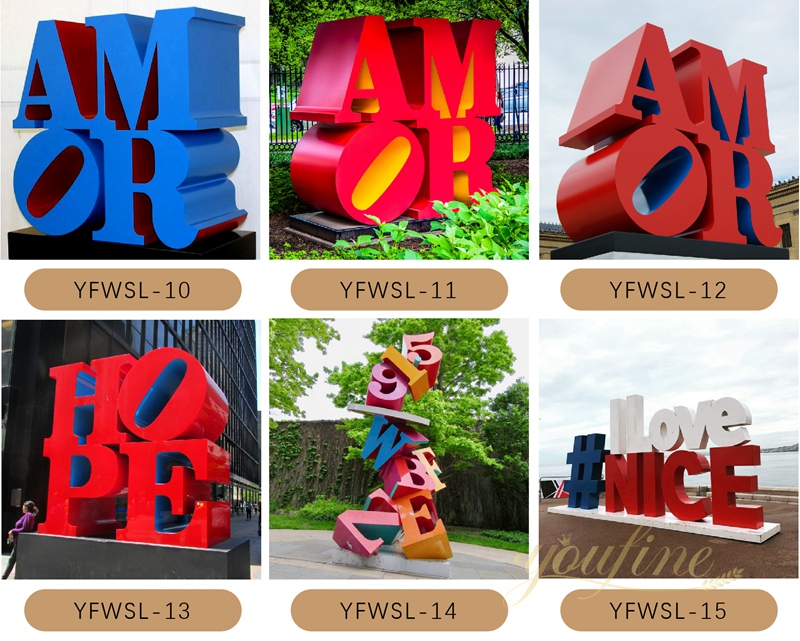 Letter stainless steel sculptures for sale from youfine 