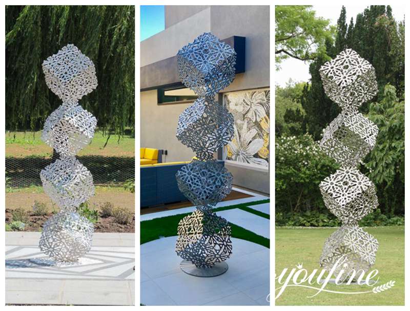 Modern metal cube sculpture