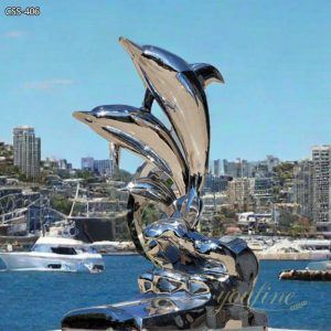 Large Stainless Steel Dolphin Sculpture Square Decor for Sale CSS-406