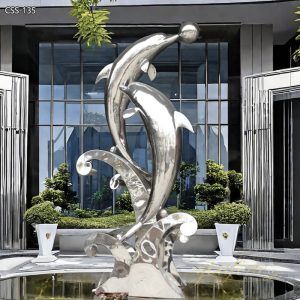 Ocean Theme Stainless steel dolphin sculpture for Sale CSS-135