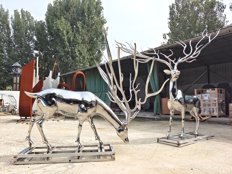 large metal deer sculpture