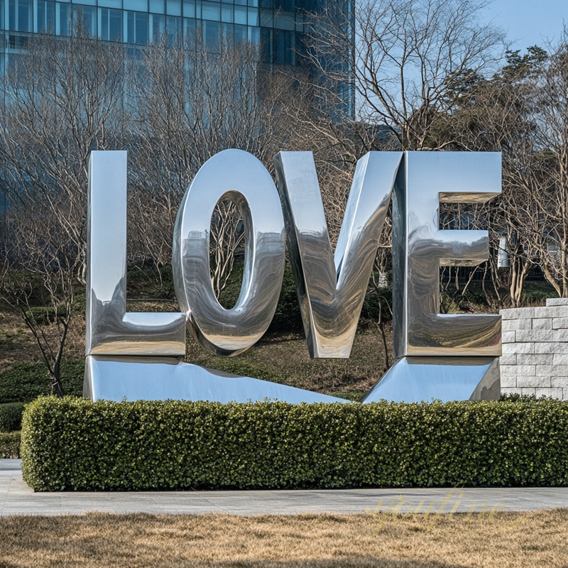 High Polished Art Stainless Steel Love Sculpture