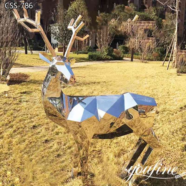 Life Size Outdoor Deer Statues Abstract Geometric Art - YouFine Sculpture