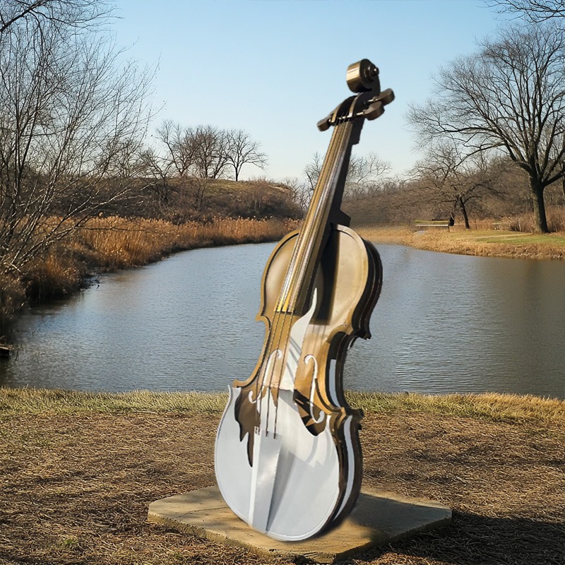 outdoor Painted Stainless Steel Violin Sculpture