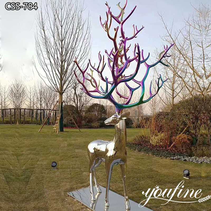 Statue of Deer Stainless Steel Outdoor Art Decor Supplier CSS-784 (1)