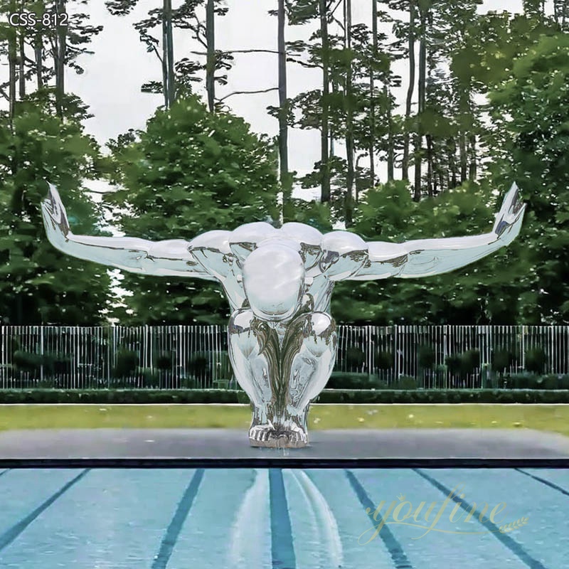 Modern Art Diving Metal Man Statue for swimming pool