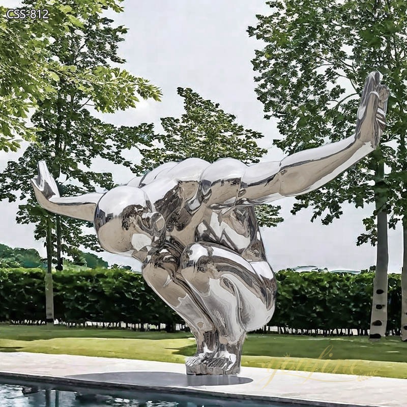 Modern Art Diving Metal Man Statue for swimming pool