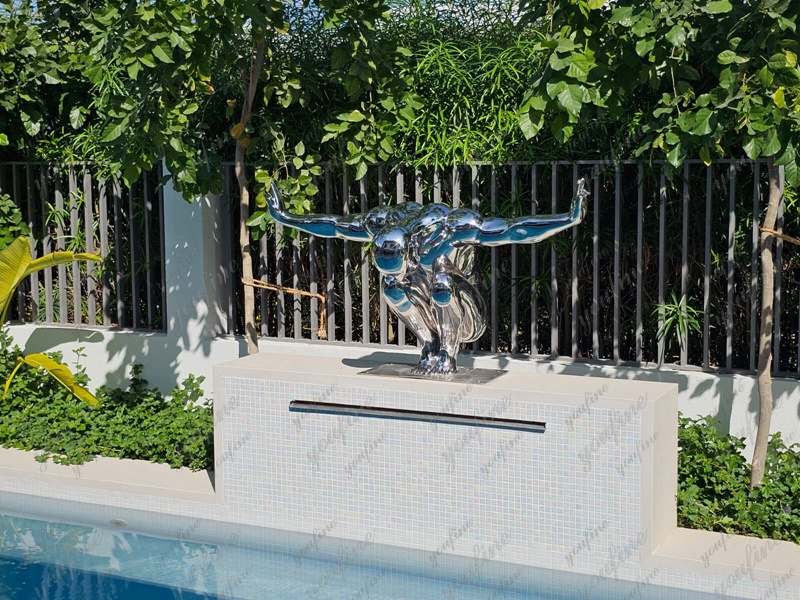 High Polished Modern Art Diving Metal Man Statue from YouFine clients' feedback Sculpture