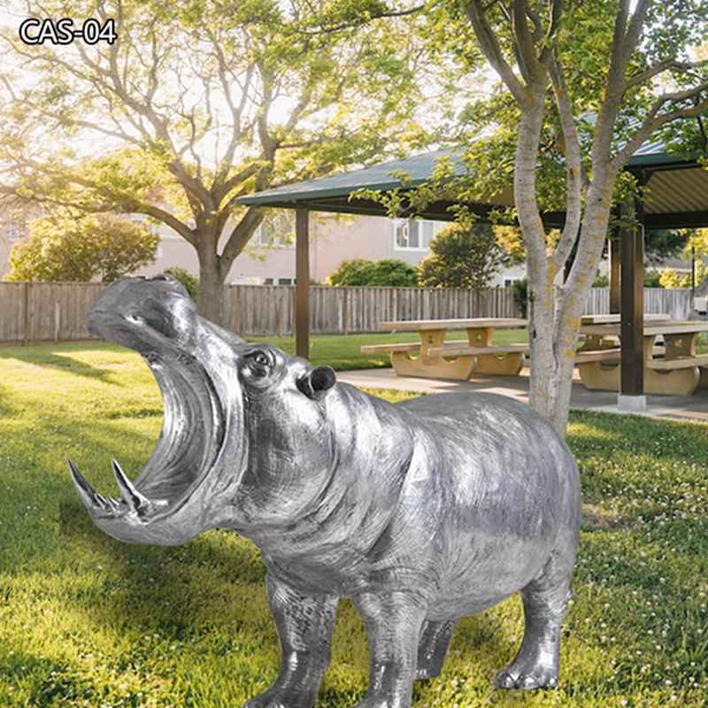 Metal Hippo Aluminum Outdoor Sculpture - YouFine Sculpture