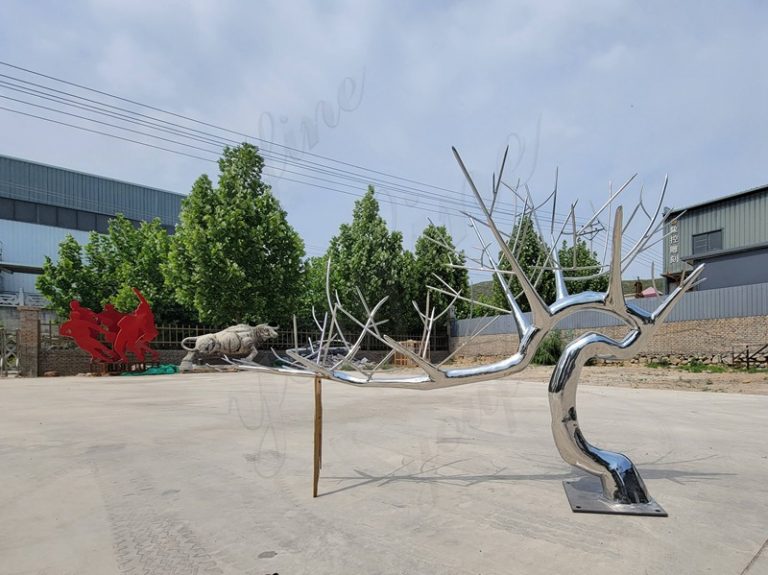 Modern Large Outdoor Stainless Steel Tree Sculpture - YouFine Sculpture