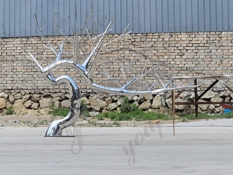 Modern Large Outdoor Stainless Steel Tree Sculpture - YouFine Sculpture