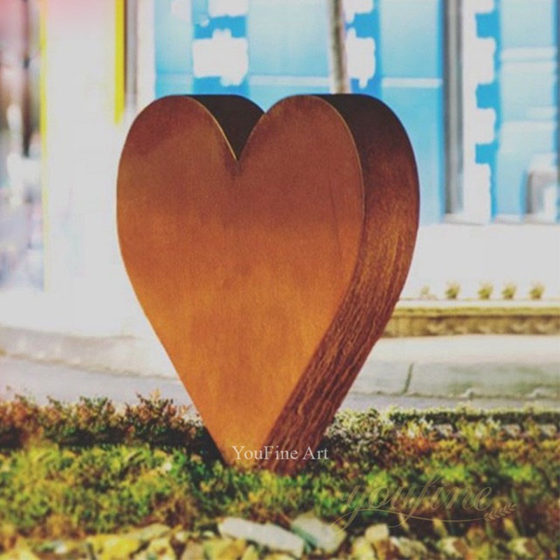 corten steel heart sculpture