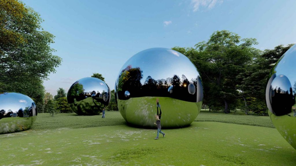 giant size mirror polish stainless steel ball sculpture