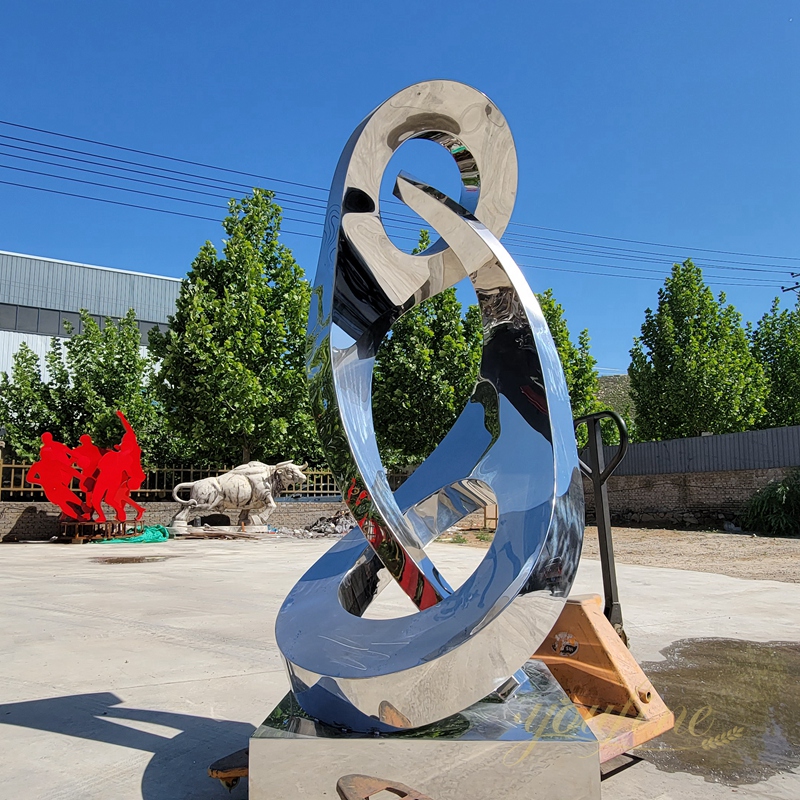 stainless steel abstract sculpture in factory