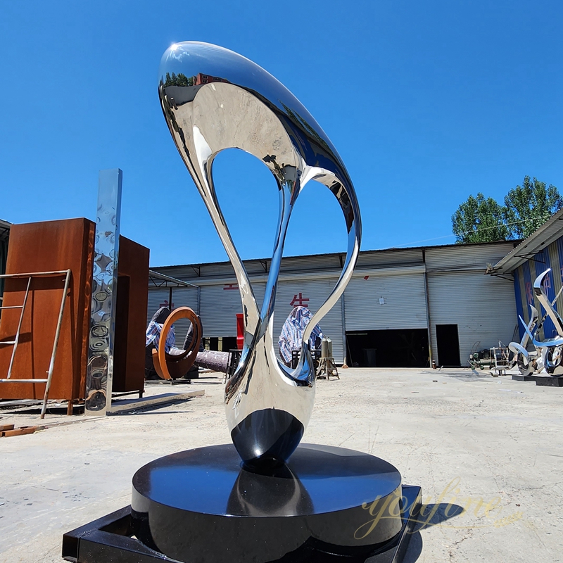 stainless steel abstract sculpture in factory