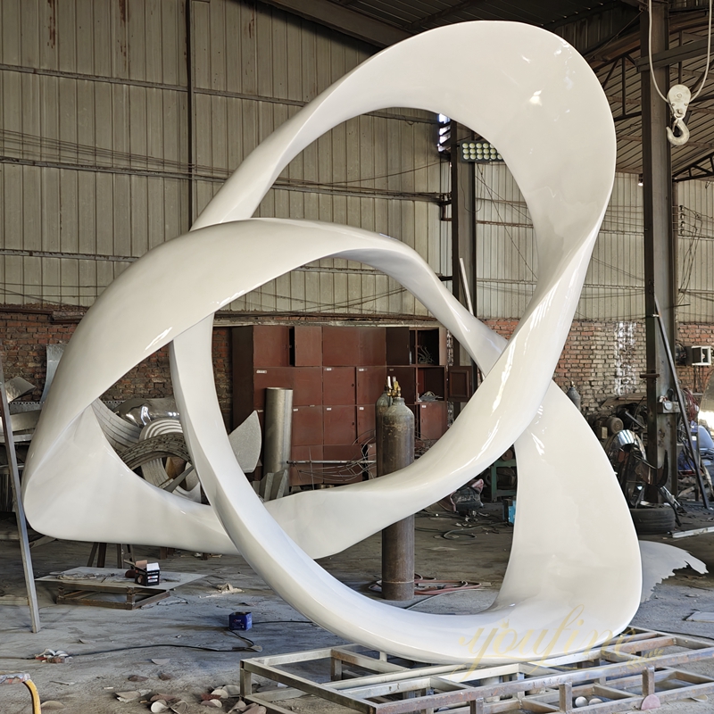 stainless steel abstract sculpture in factory