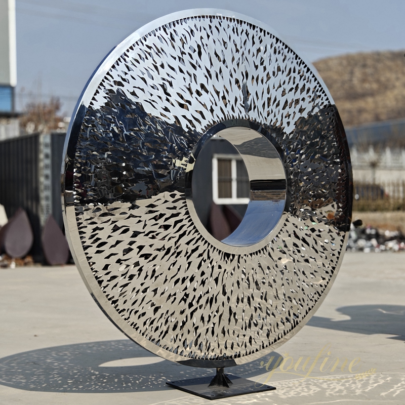 stainless steel abstract sculpture in factory