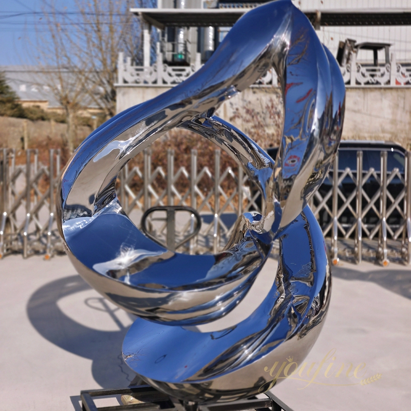 stainless steel abstract sculpture in factory