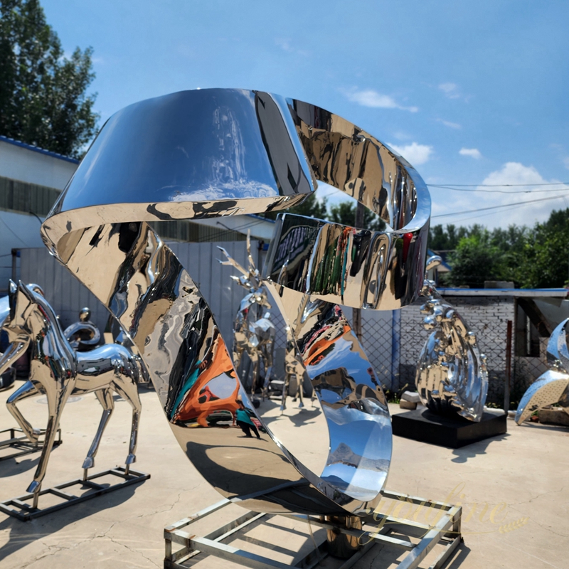 stainless steel abstract sculpture in factory