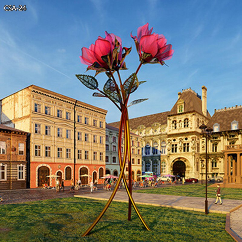 Large Public Metal Rose Sculpture for Outdoor