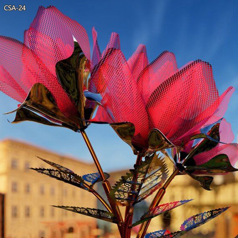 Large Public Metal Rose Sculpture for Outdoor