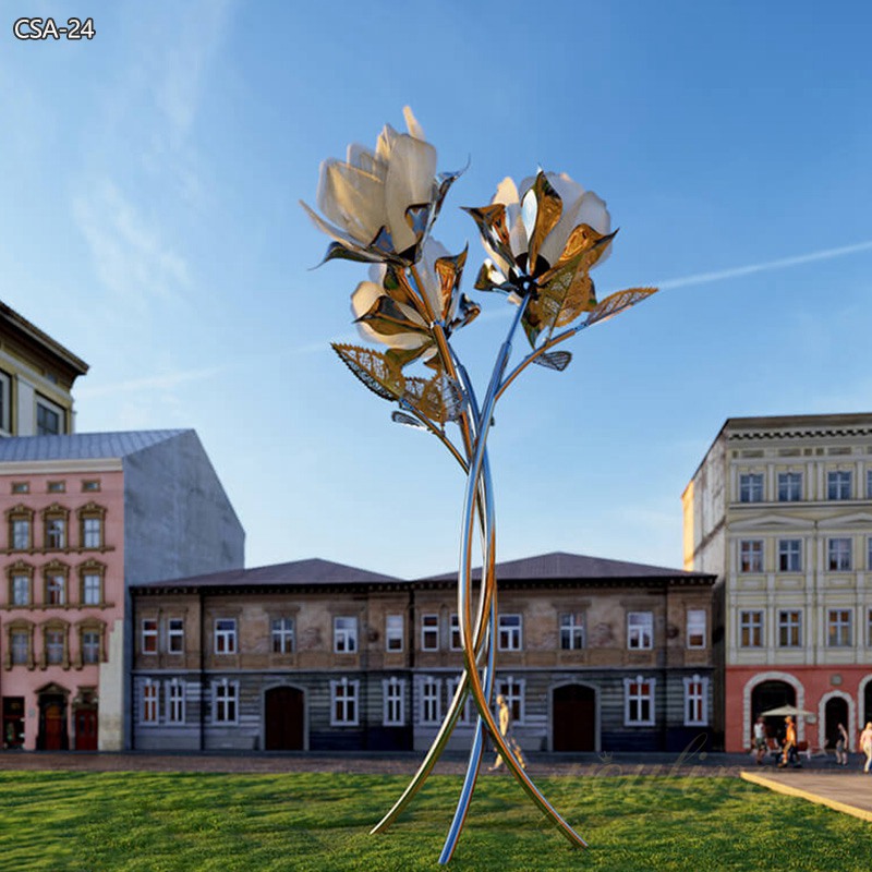 Large Public Metal Rose Sculpture for Outdoor