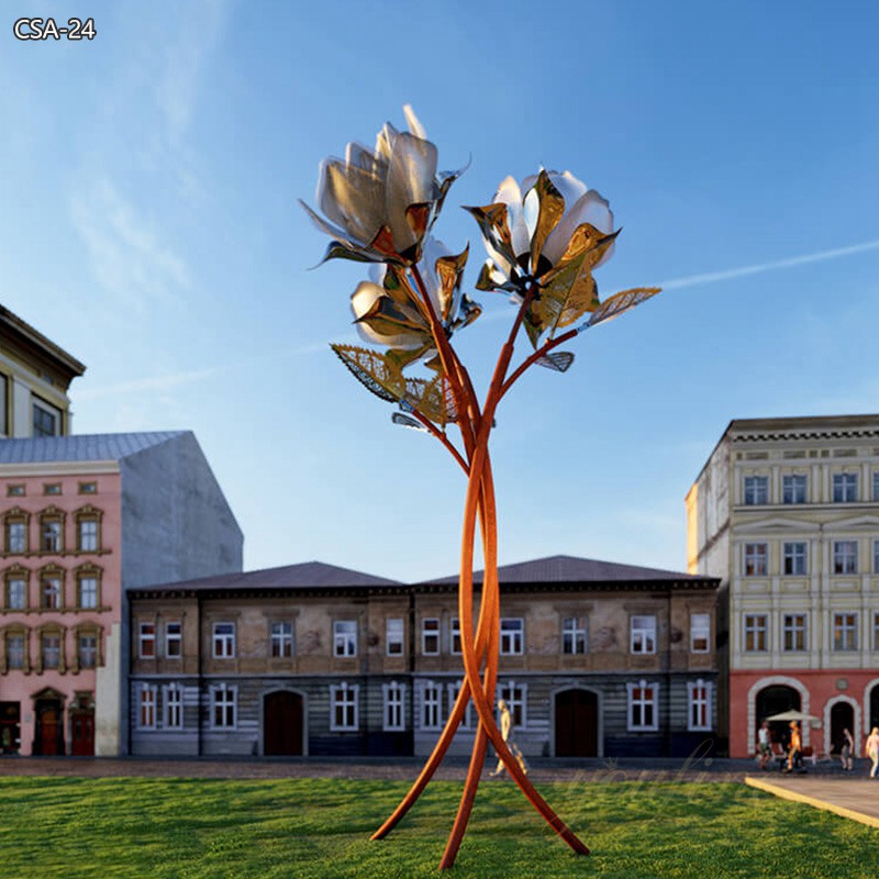 Large Public Metal Rose Sculpture for Outdoor