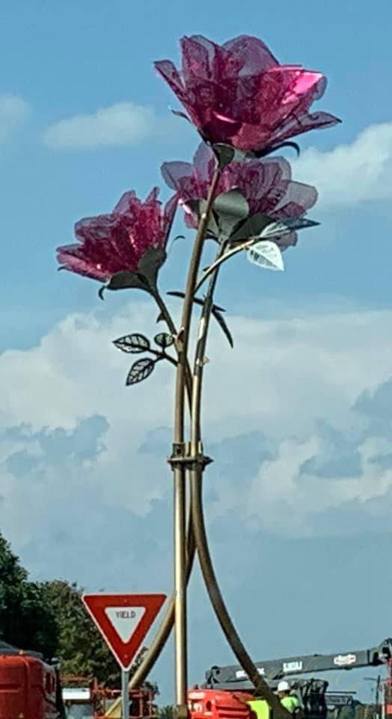 Large Public Metal Rose Sculpture for Outdoor