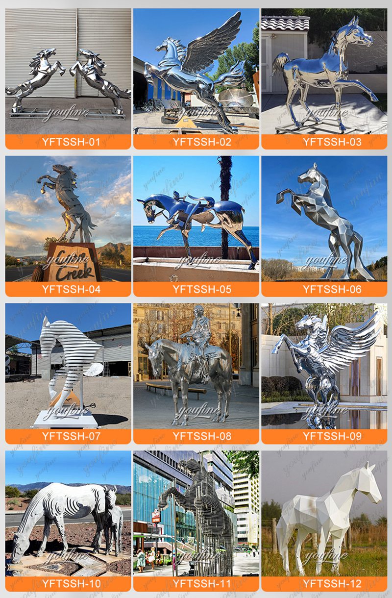 youfine modern stainless steel horse sculpture for sale