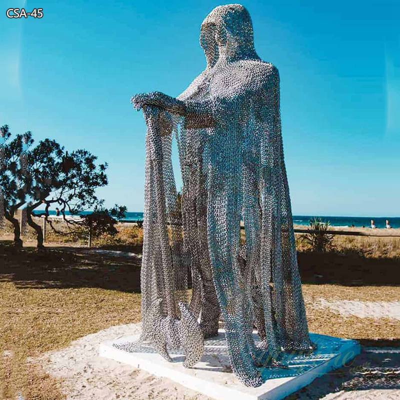 Modern Stainless Steel Guardian Statue for Seaside