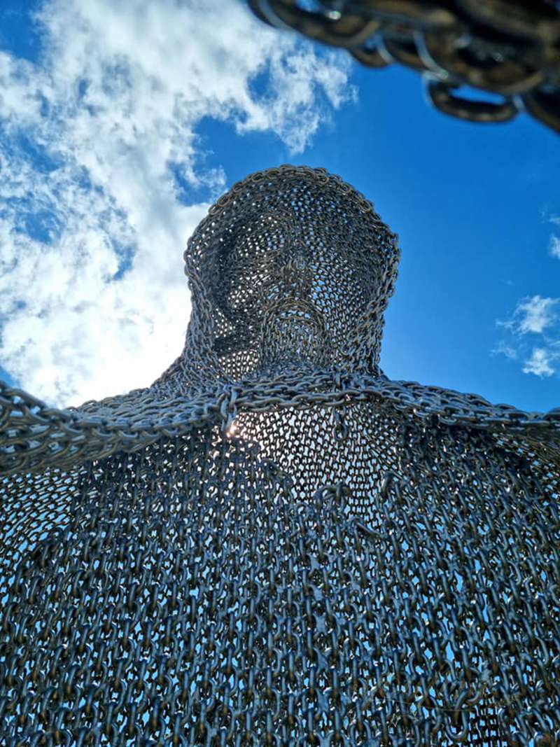 Modern Stainless Steel Guardian Statue for Seaside