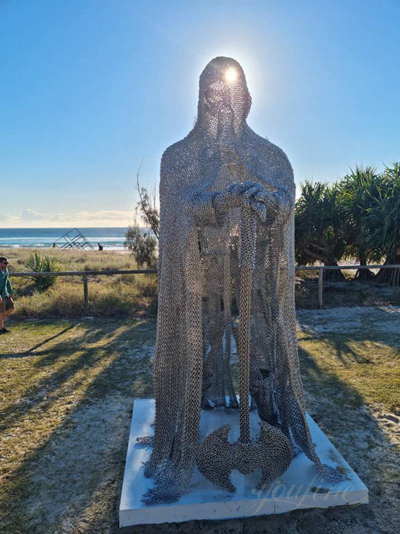 Modern Stainless Steel Guardian Statue for Seaside