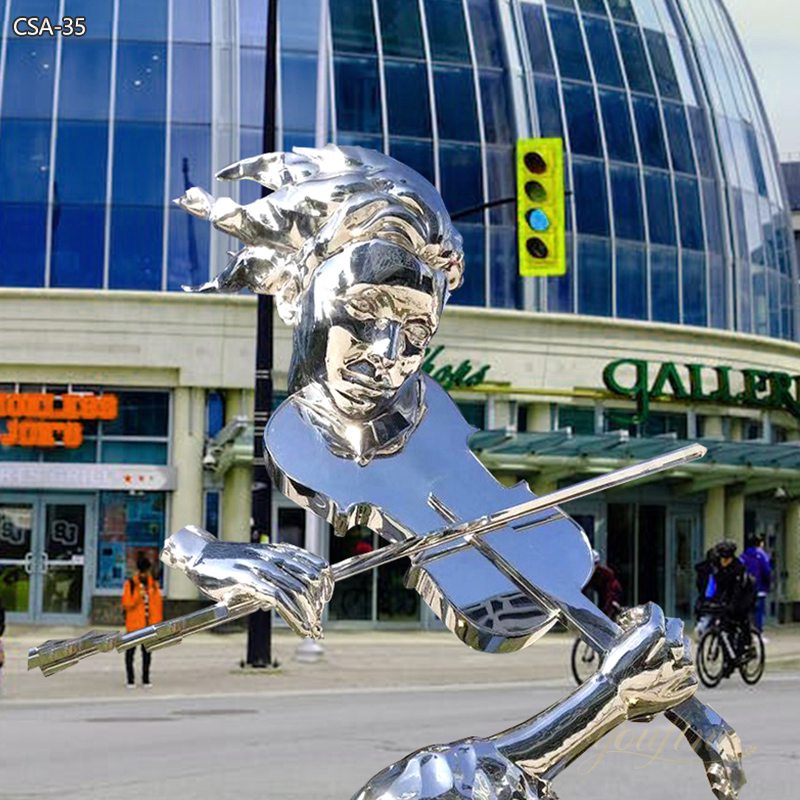 Stainless Steel Violin Musician Sculptures Outdoor