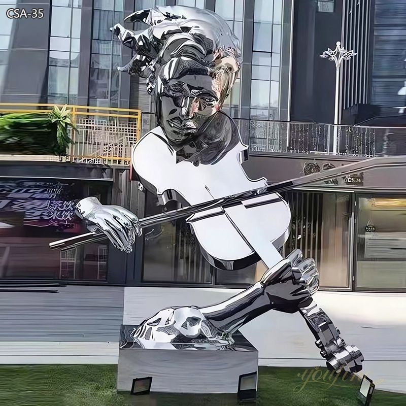 Stainless Steel Violin Musician Sculptures Outdoor