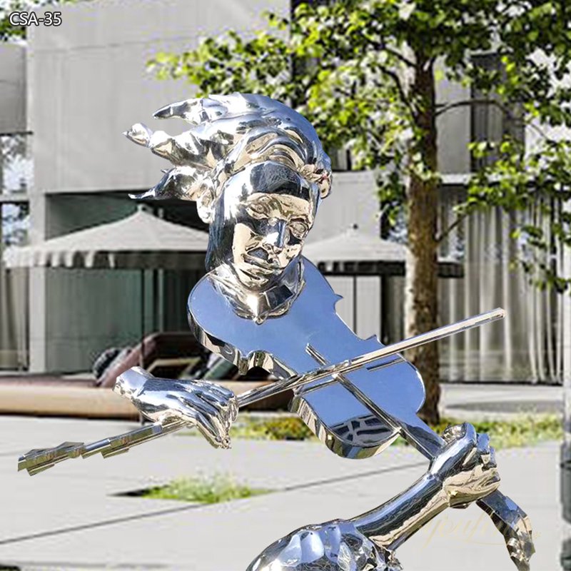 Stainless Steel Violin Musician Sculptures Outdoor