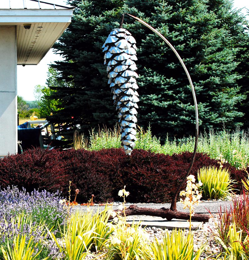 Big Out Door Metal Pine Cone Sculpture Stainless Steel For Garden