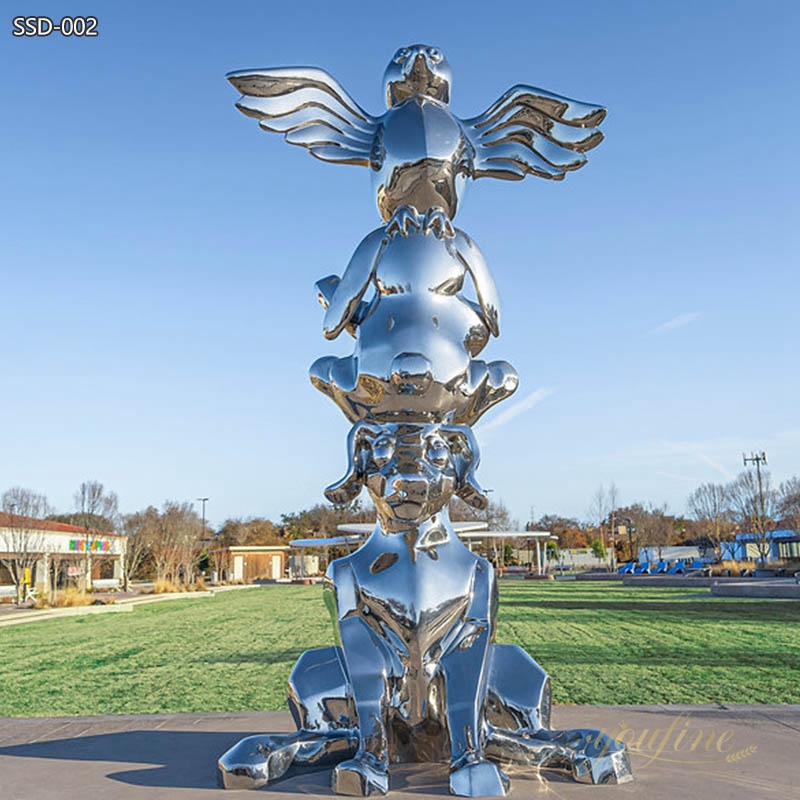 Polished Stainless Steel Animal Sculpture Stacked Friends for Park