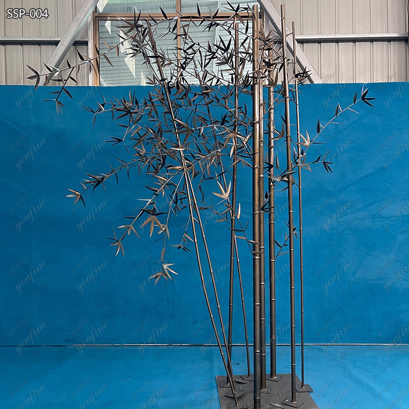 Modern Stainless Steel Tree Bamboo Sculpture for Mall