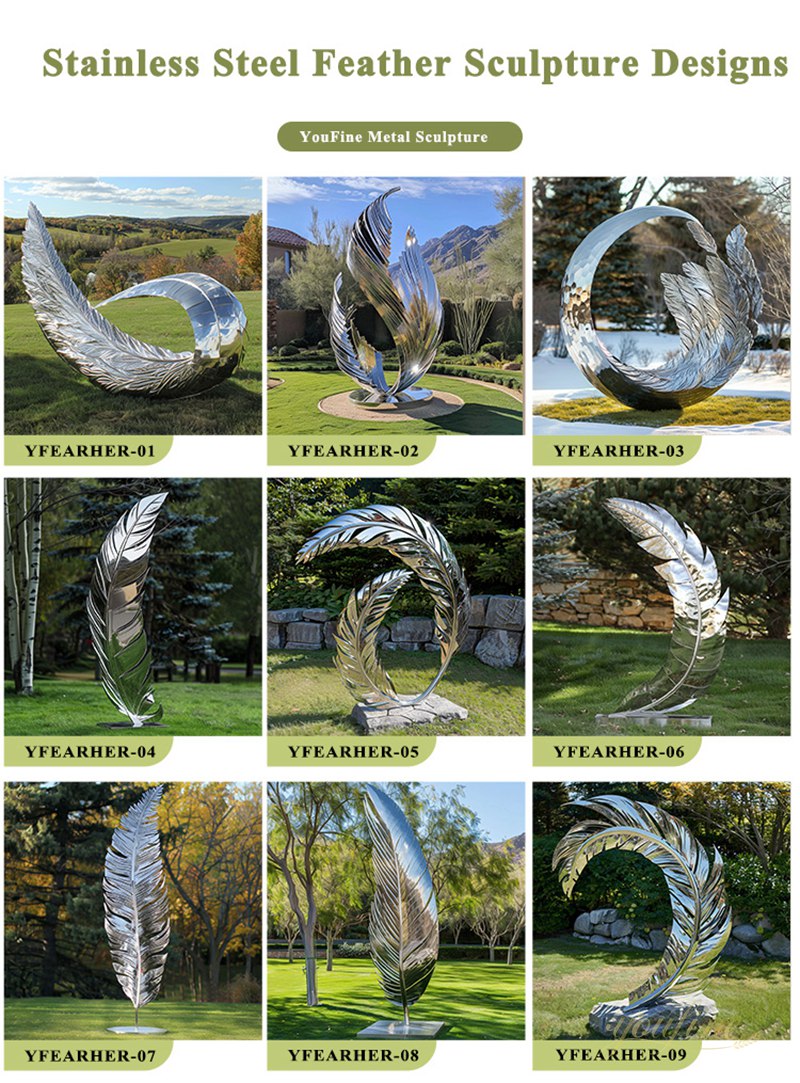 Stainless Steel Feather Art Sculpture Lawn Decoration