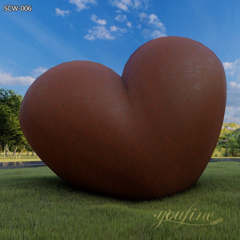 Charming Corten Steel Heart Sculpture for Lawn