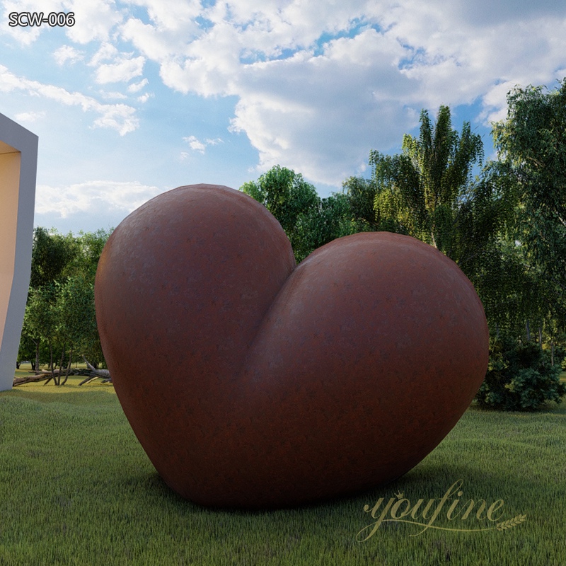 Charming Corten Steel Heart Sculpture for Lawn