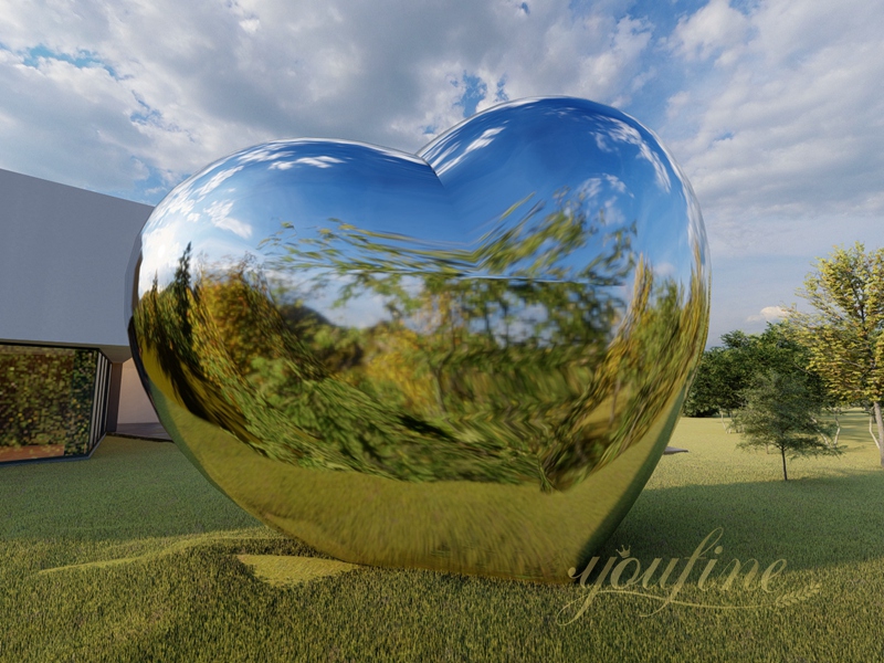 Stainless Steel Heart Sculpture for Lawn