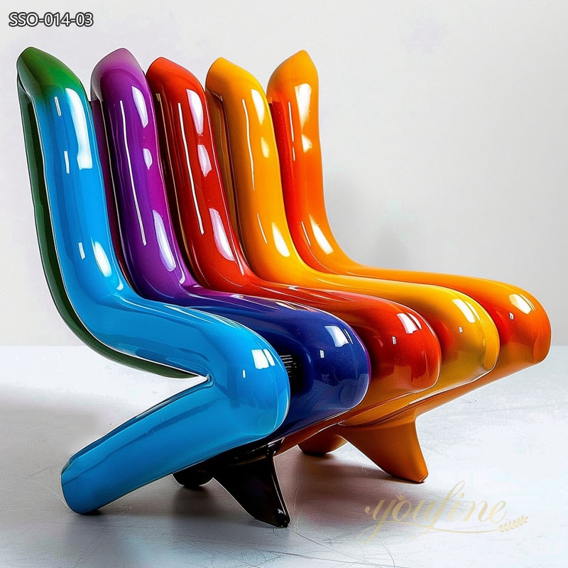 Colorful Art Stainless Steel Sculpture Bench for Sale