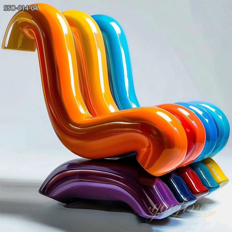 Colorful Art Stainless Steel Sculpture Bench for Sale