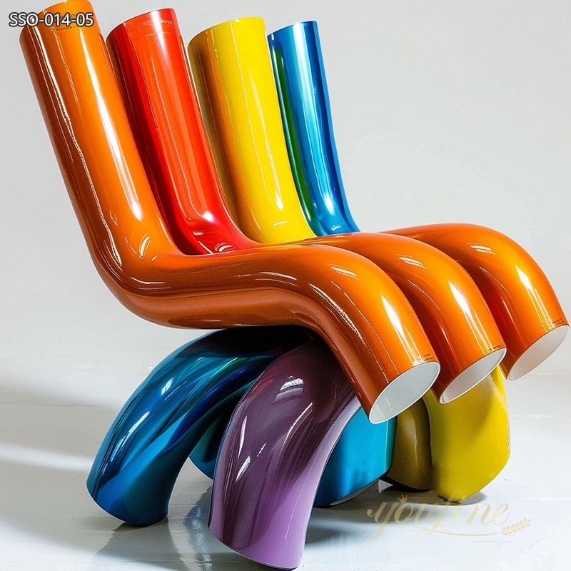 Colorful Art Stainless Steel Sculpture Bench for Sale