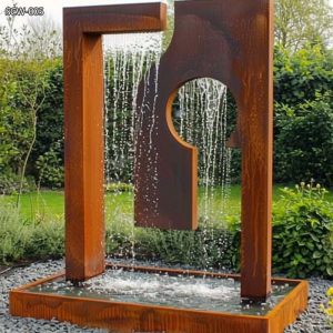 Corten Steel Circular Ring Fountain for Courtyard