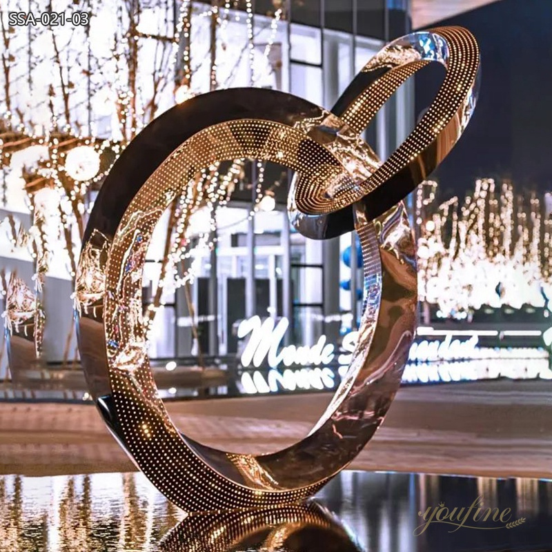 Large Metal Double Ring Sculpture for Outdoor